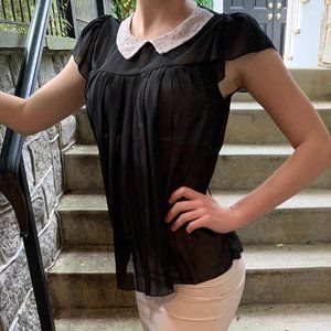 Lily White Blouse with Lace Collar